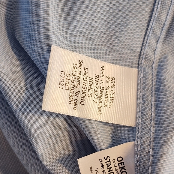 Apt. 9 Men's Button Down Dress Shirt Long Sleeve Light Blue Size S - Picture 5 of 8